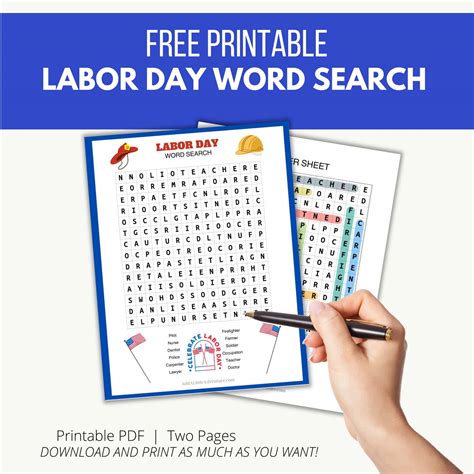 Labor Day Word Search Kids Learning Activities Word Search Printable