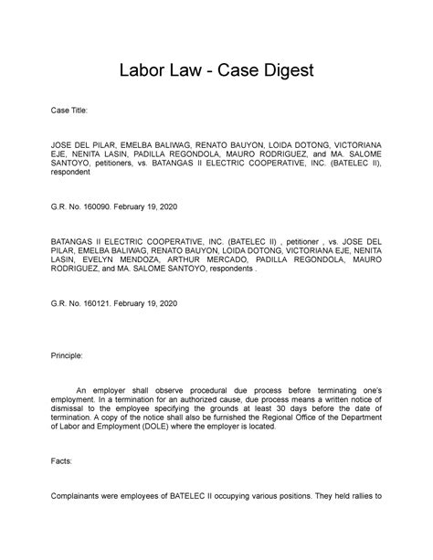 Labor Relation Case Digests Lepanto