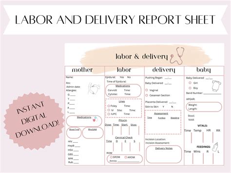 Labor and Delivery Report Sheet Home & Living Office & School Supplies