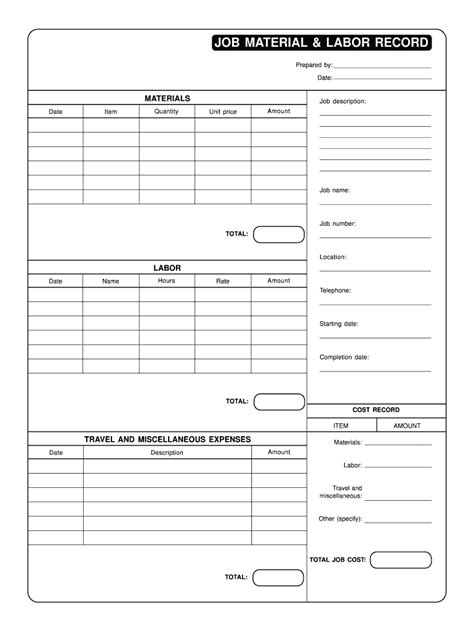 Labor and Materials Template Form Fill Out and Sign Printable PDF