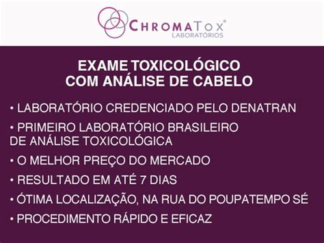 Laboratório Chromatox - Exame Toxicológico Para Cnh