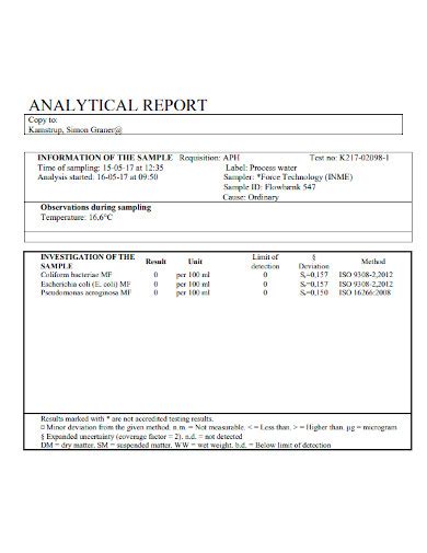 Laboratory Analytical Report