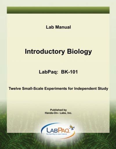 Laboratory manual for biology from labpaq. - Guida allo studio ispettore sicurezza antincendio florida.