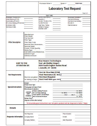 Laboratory test request form