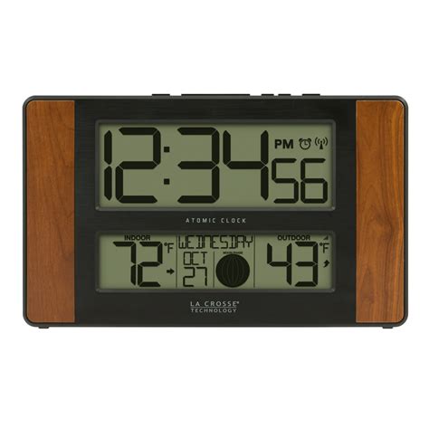Lacrosse technology atomic clocks. La Crosse Technology 513-1417H-AL Atomic Digital Temperature & Humidity Clock . 11" wide atomic digital wall clock displays time, calendar, with the current room temperature and humidity. Clock self-sets to the most accurate time or switch atomic time off (out of WWVB range) and manually set to your current local time. Adjustable display in English … 