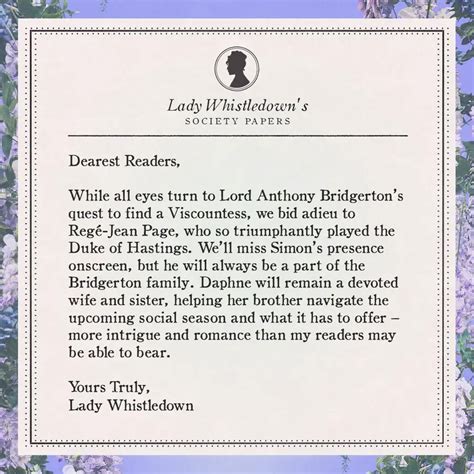 Lady Whistledown Letter Template