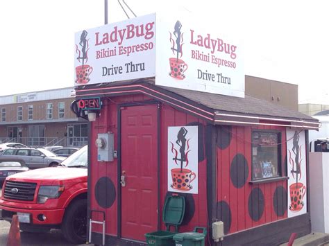 Fri 4:30 AM - 8:00 PM. Sat 5:00 AM - 8:00 PM. (206) 487-4668. https://ladybugbikiniespresso.com. Ladybug Bikini Espresso is a unique coffee shop in Olympia, WA, known for its beautiful baristas and their exceptional coffee. With a touch of elegance, their winter white chocolate mocha and rich Ladybug Americano are sure to …. 