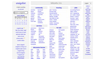craigslist provides local classifieds and forums for jobs, housing, for sale, services, local community, and events craigslist: Lafayette jobs, apartments, for sale, services, community, and events CL . 
