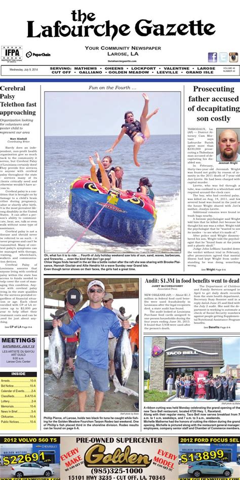 Lafourche gazette newspaper. July 11, 2021 ·. A fatal crash on the Bourg-Larose this morning killed two. Impairment and high rates of speed are suspected in the incident. See the story: https://www.lafourchegazette.com/…/article_0e240fde-e2b0-11…. lafourchegazette.com. 