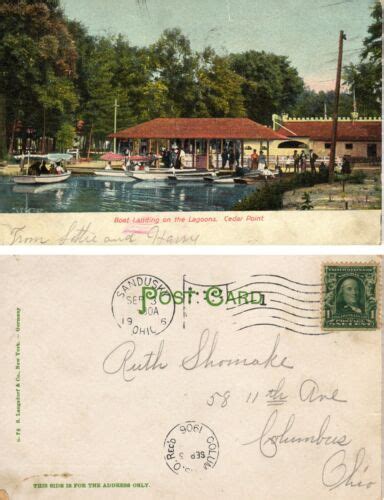 Lagoons Cedar Point Lake Erie Boats Cancel 1916 Antique ... - eBay