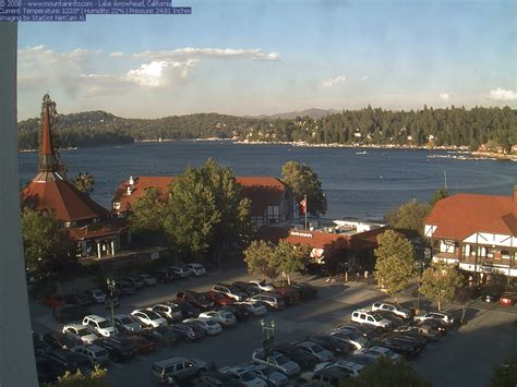 Lake arrowhead webcam village. Lake Arrowhead is situated in the San Bernardino Mountains at an elevation of approximately 5,100 feet above sea level. The lake covers 782 acres and has 14 miles of shoreline. The surrounding mountains, which reach elevations of over 11,000 feet, are home to lush forests and diverse ecosystems. The region experiences a Mediterranean climate ... 