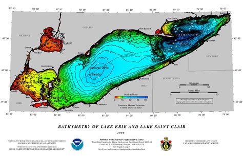  Nearby Lakes. Lake Erie is listed in the Lakes Category for Lake County in the state of Ohio. Lake Erie is displayed on the "Gypsum" USGS topo map. The latitude and longitude coordinates (GPS waypoint) of Lake Erie are 41.9733332 (North), -81.3031304 (West) and the approximate elevation is 571 feet (174 meters) above sea level. . 