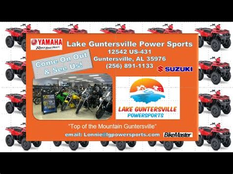 Lake guntersville powersports photos. Lake Guntersville Powersports is a supplier of outdoor fun in the sun! Photos. Hours. Tue: 9am - 5pm. Wed: 9am - 5pm. Thu: 9am - 5pm. Fri: 9am - 5pm. Sat: 9am - 4pm ... 