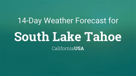 South Lake Tahoe - Weather warnings issued 14-day forecast. Weather warnings issued. Forecast - South Lake Tahoe. Day by day forecast. Last updated today at 20:10. Tonight, Sleet and light winds.. 