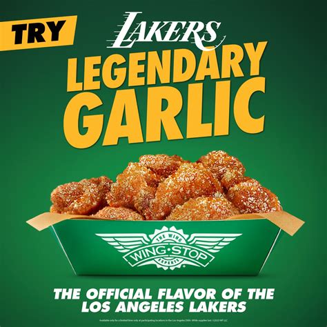 Lakers legendary garlic wingstop. Jan 25, 2024 · This downloadable PDF has all of the important information regarding our ingredients, nutrition facts, and allergen information for all of our Wingstop menu items. 
