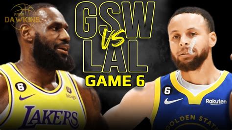 Lakers vs warriors game 6. 2023-24 Team Comparison - Los Angeles Lakers vs. Golden State Warriors. ... 12-6: 16-20: 5-9: 119.9: ... All-Star Game; NBA Trade Machine; 