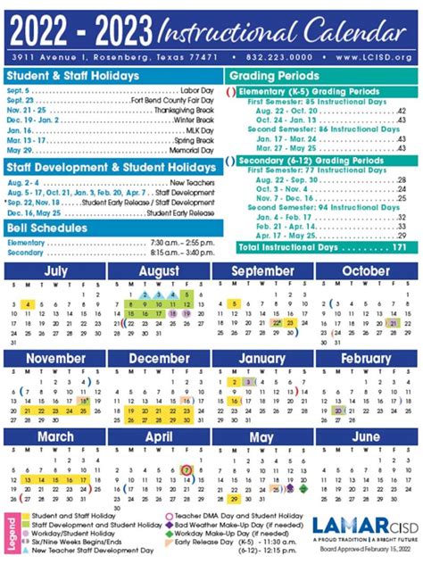 Lamar Consolidated Isd Calendar 23 24