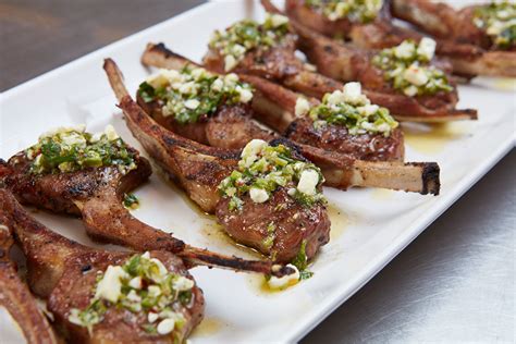 Cook the lamb. Cook the lamb chops over medium-high heat until a rich, brown crust forms on the bottom. Flip the lamb chops and continue to cook until an instant-read thermometer inserted into the …. 