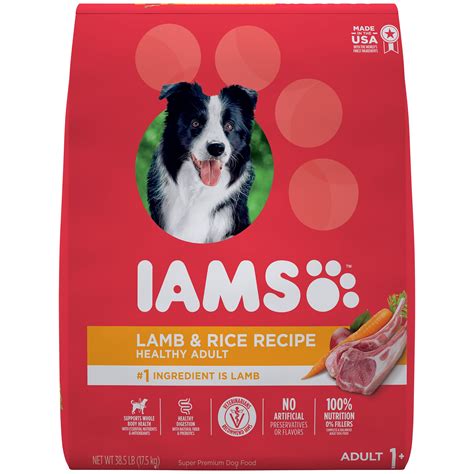 Lamb rice dog food. 14 kg. This complete and balanced recipe forms the foundation of the PC® Nutrition First® pet food collection. Real lamb as the first ingredient provides optimal protein, while Brown Rice, Peas, and additional fruits and vegetables provide a well-balanced diet. Added supplements and nutrients provide additional benefits to support your pet's ... 