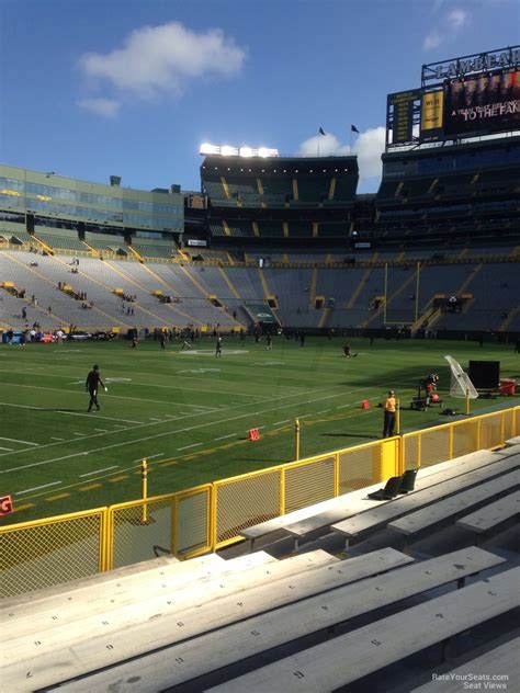 Lambeau field view from seats. The South Endzone at Lambeau Field typically refers to the stadium's expansion that was completed in 2014. The expansion added nearly 7,000 new seats to one of the NFL's oldest stadiums. In addition to the Champions Club, three levels of seating were added. These include the 400 level, 600 level and 700 level. While the main seating bowl (100s ... 