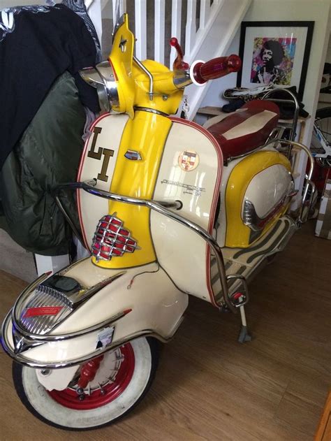 Lambretta gp 200 engine.  Retro &lsquo;mod&rsquo; pieces sit alongside sharp s...
