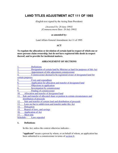 Land Titles Adjustment Act 111 of 1993 - Gov