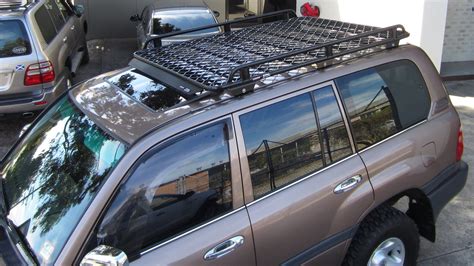 Utility (Flat With Sunroof Cutout) Roof Rack For Land Cruiser 100 Series 1998-2007. With LED Light Bar and Auxiliary Lights. All Mounting Brackets Included.. 