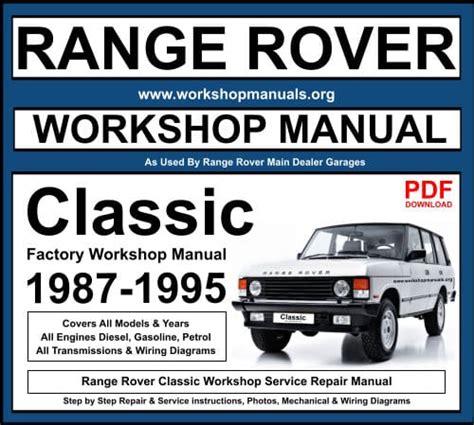 Land rover range rover classic workshop repair manual download 1990 1995. - Mercedes vito w638 manuale di servizio.