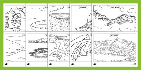 Landforms Coloring Shee