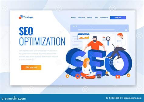 Landing Page Template of SEO Optimization. Modern Flat Design Concept
