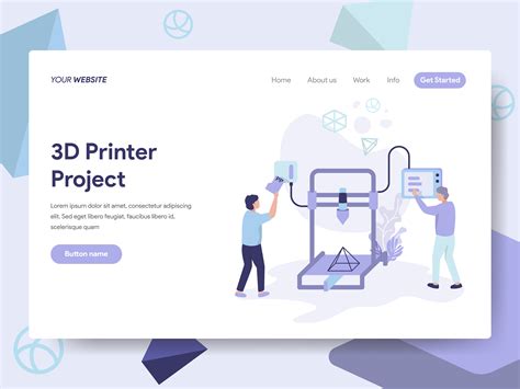 Landing page template of 3D Printing Model Illustration Concept