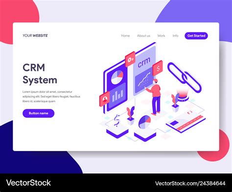 Landing page template of crm system concept Vector Image