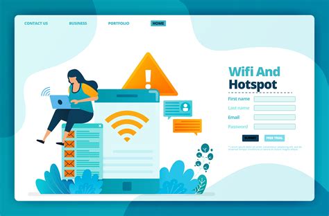 Landing page vector design of wifi and hotspot. Design for website, web