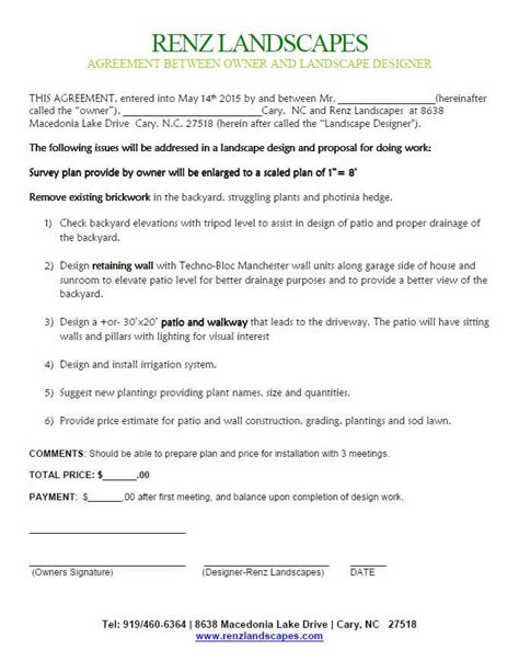 Landscape Design Agreements And Proposal Samples