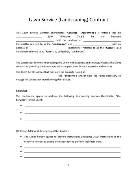 Landscape Service Agreement Template