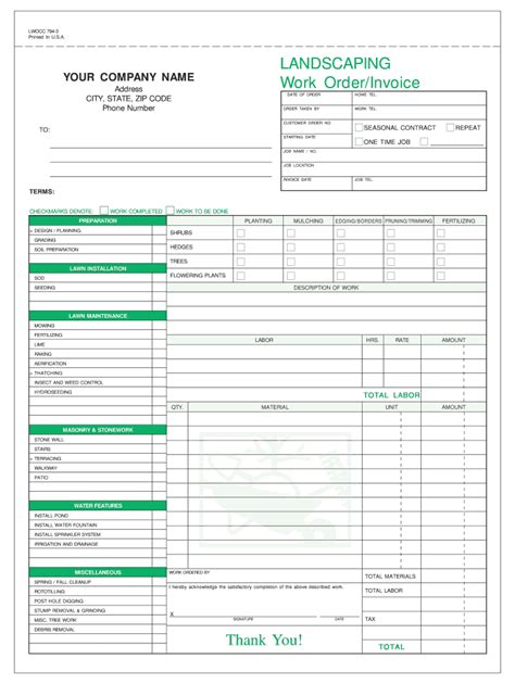 Landscaping Invoice Form Fill Out and Sign Printable PDF Template