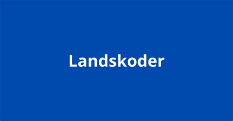 Landskoder bil tr