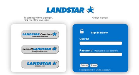 Landstaronline.com online. Login. Forgot Password. To continue without logging in, click one of the links below. landstarcarriers.com lease2landstar.com landstar.com. 