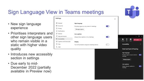 Language_view. Edited on Dec 13 2022 10:00 AM (PST) We are very excited to announce a Microsoft Teams 'Ask Microsoft Anything' (AMA) specific to the new Sign Language View in Microsoft Teams Meetings! The AMA will take place on Tuesday, December 13, 2022 from 9:00 a.m. to 10:00 a.m. PT in the comment section below. An AMA is a live online event similar to ... 