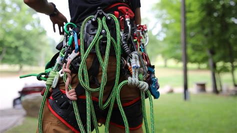 Lanyard tree climbing.  Using two lanyards to advance your position in a dense tree...