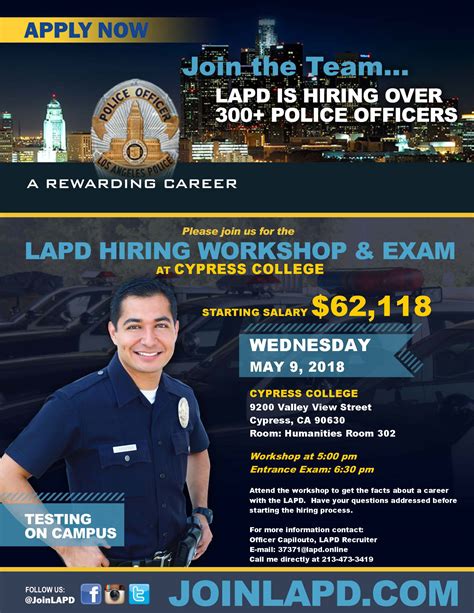 Lapd recruitment process. Jan 3, 2019 · If this process drags on or no communication is conveyed to the candidate, candidates may lose interest, grow impatient or sign on with another agency. LAPD Sgt. Britt-Nickerson and others described the importance of mentoring candidates during this process. Mentoring begins by explaining the selection and hiring process to candidates. 