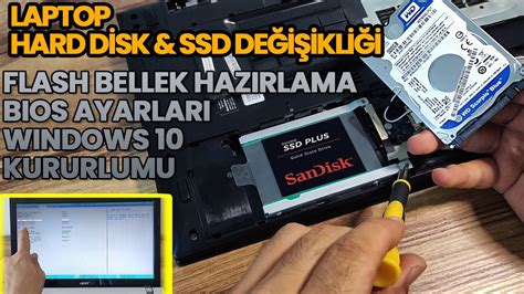 Laptop SSD Takma Windows 10 Kurma Sandisk SSD Plus. 