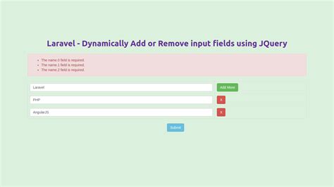 Laravel Dynamically Add or Remove Input Fields