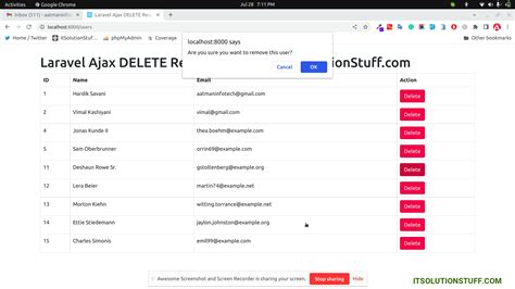 Laravel delete javascript.  Usually, the ajax request is implemented so that our...