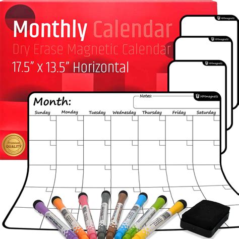Large DryErase Monthly Calendar for Fridge Size 17.5″x13.5"