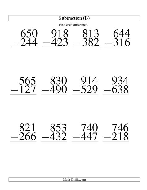 Large Print Math Worksheets