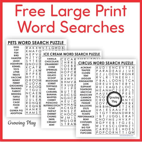Large Print Word Search Printable Pdf