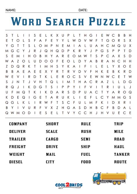 Large Print Word Search Printables