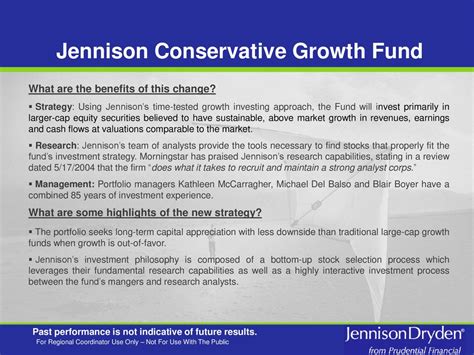 The Prudential Jennison Mid-Cap Growth Fund focuses on this often-ignored segment of the market. It has been closed to most new investors since April 2013. As of September 27, 2023, the fund has .... 