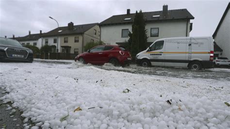 Large hailstones cause extensive damage in a small German town as a storm hits Bavaria